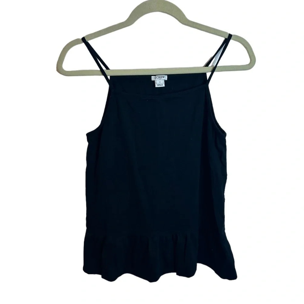 J.CREW BLACK RUFFLE PEPLUM CAMI